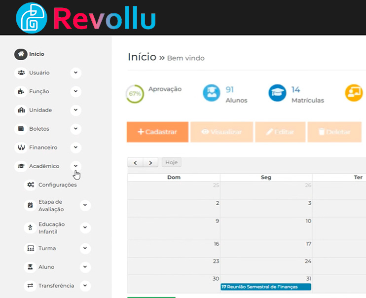 Sistema de Gestão para escola modulo academico revollu